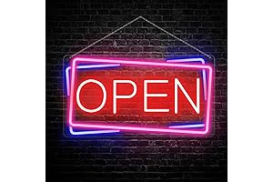 Open Light Up Sign - LED Open Sign for Business with Adapter...