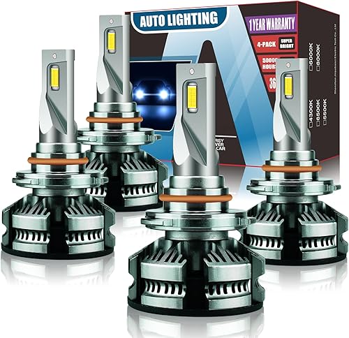 Combo de bombillas LED 9005HB3 9006HB4, iluminación de 360 grados, 20000 lúmenes, haz alto 9005 y haz bajo 9006 6500K, paquete de 4