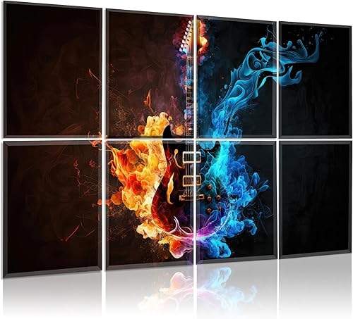 KIOSSUT 8 piezas de arte de pared de guitarra, decoración musical, panel absorbente de sonido para dormitorio, oficina, sala de estar