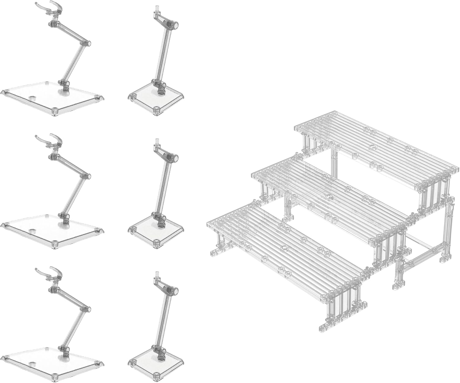 Dual Size Action Figure Stand & Risers Display Stands