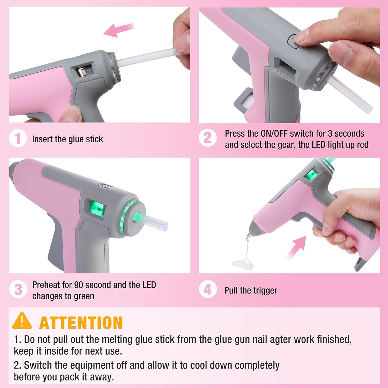 GRFIT 3.6V Cordless Hot Glue Gun Heating Glue Gun Kit with 7MM*20 Pcs Glue Sticks Home DIY Tools (Color : B), jinyi2016SHOP-1998