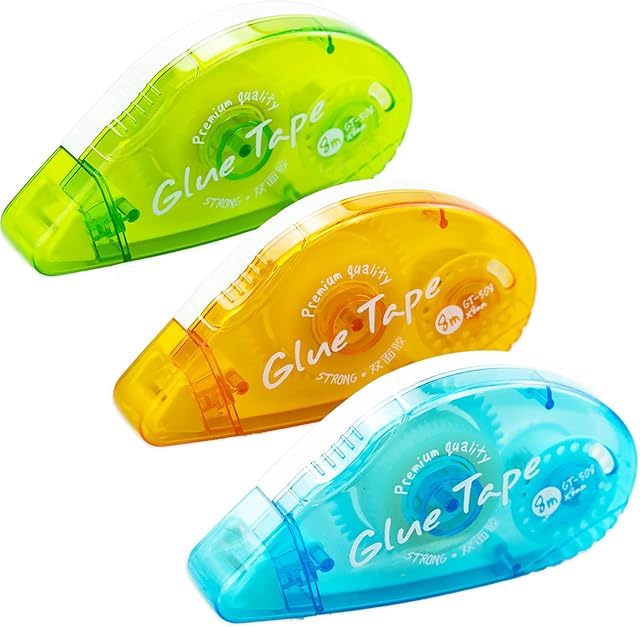 3 Pcs Glue Roller, 8m x 8 mm Glue Tape Double Sided Glue Roller Adhesive Tape Dispenser for Card Scrapbooking DIY Crafting Photo Album Making