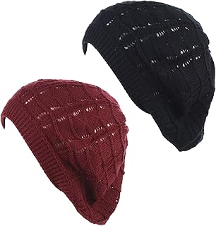 BYOS Chic Parisian Style Soft Lightweight Crochet Cutout Knit Beret Beanie Hat