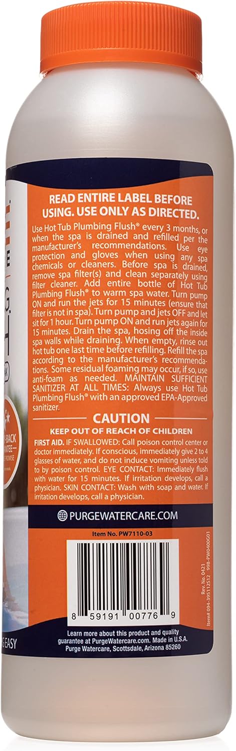 Hot Tub Flush - Purge Hot Tub Cleaner for Jets, Tubes, Plumbing - for Standard & Inflatable Spa & Cold Plunge - Removes Gunk & Buildup for Amazing Water Quality - Made in USA (16oz)