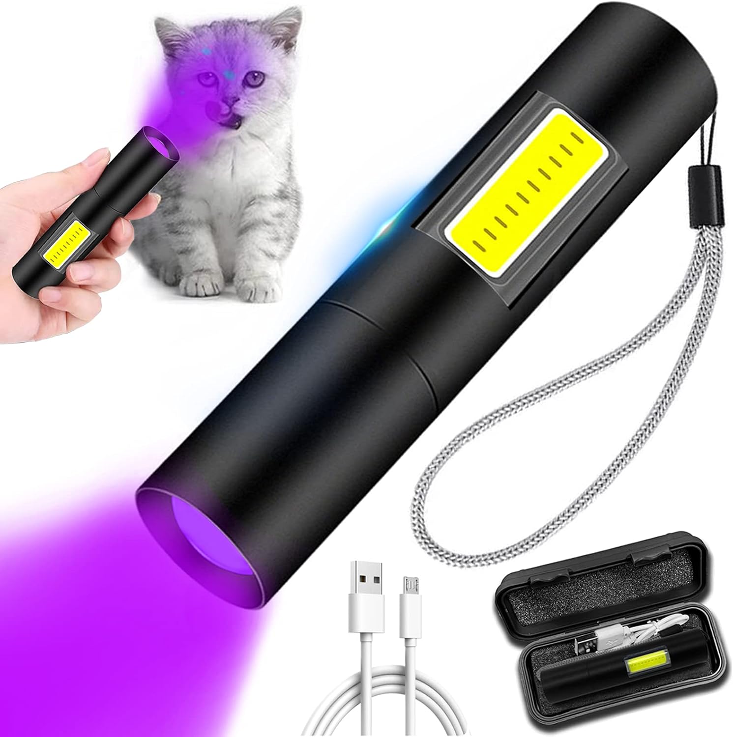 HUHKOUAE Wood's lamp,cat Ringworm Detector,Pet Urine Detector With side