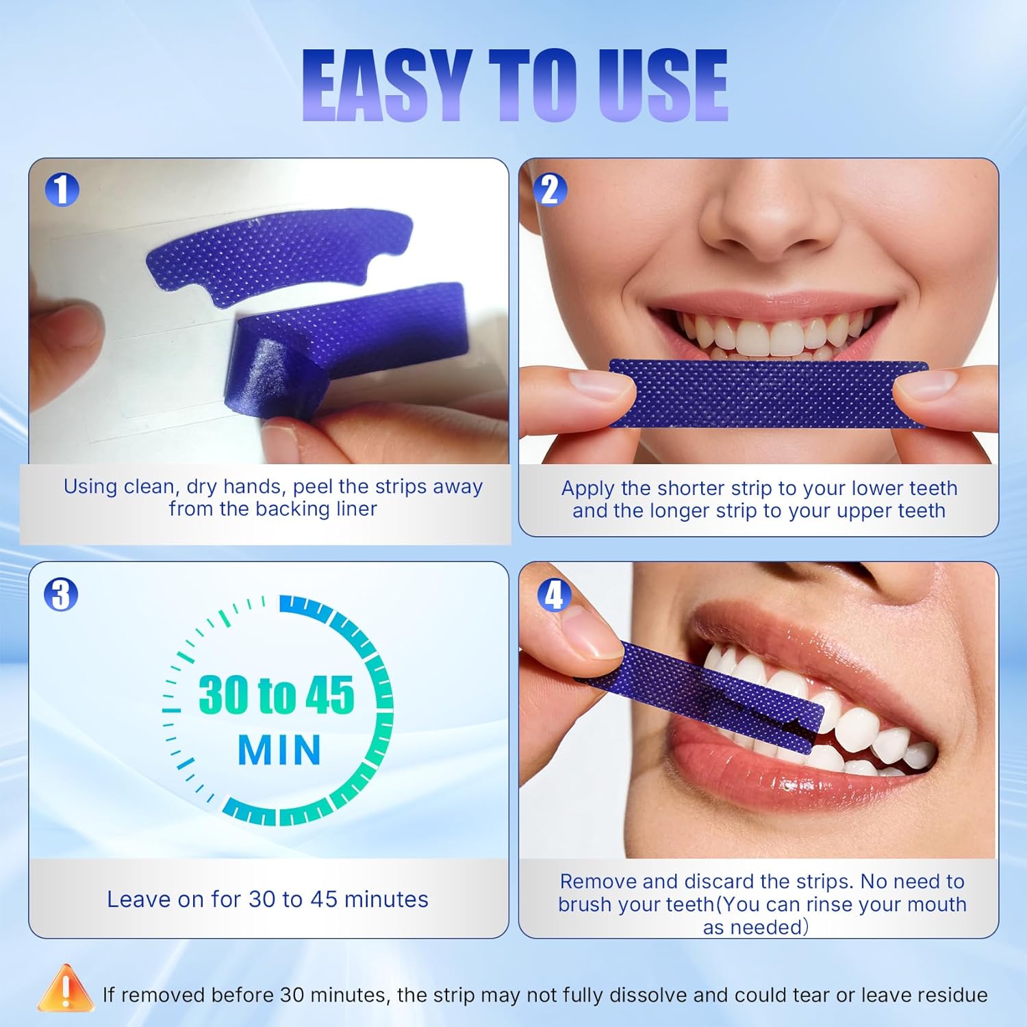 Natural Teeth whitening Strips Sensitive White Strips for Teeth whitening-7 Days for Smile Effective & Gentle Dental Whitener Peroxide-Free,Deep Stains Removal (14 Pices Mint ) - Image 6