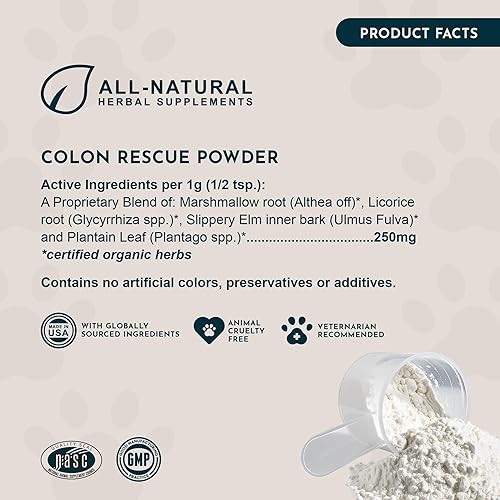 Miniatura 6 de Animal Essentials Polvo de rescate de colon ayuda digestiva a base de hierbas para perros y gatos, 1 onza  Hecho en Estados Unidos GI Support