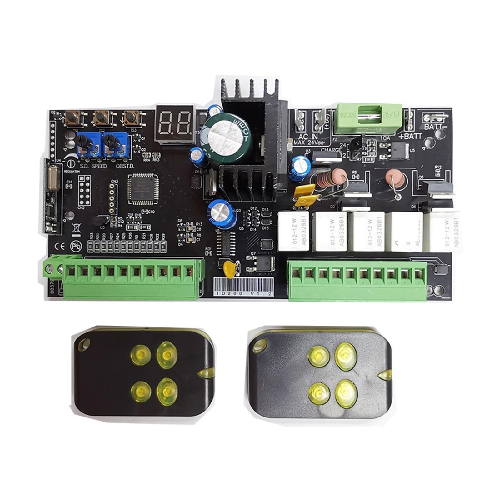 Elektrischer TüRöFfner, Universal Typ 12V/24V Bord for Automatische Doppel Arme Schaukel Tor Opener Control Board Panel Smart Control Center System(1 board 2 remtoe)