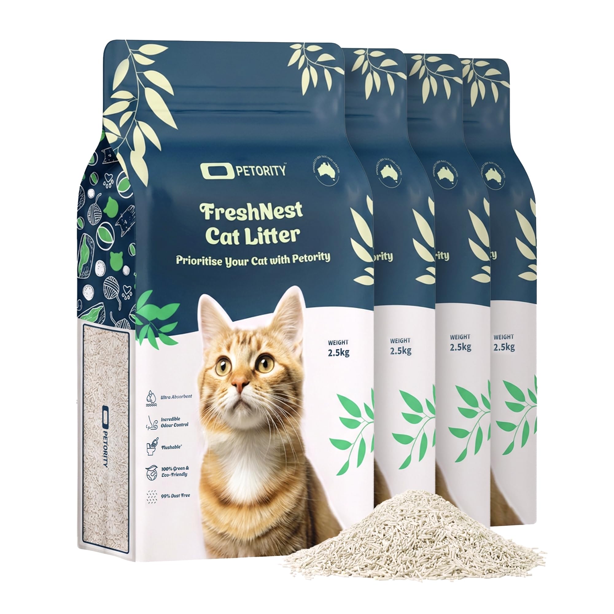 PETORITY Tofu Cat Litter 10kg, Clumping Quadruple Odor Control Kitty Litter โ image 1