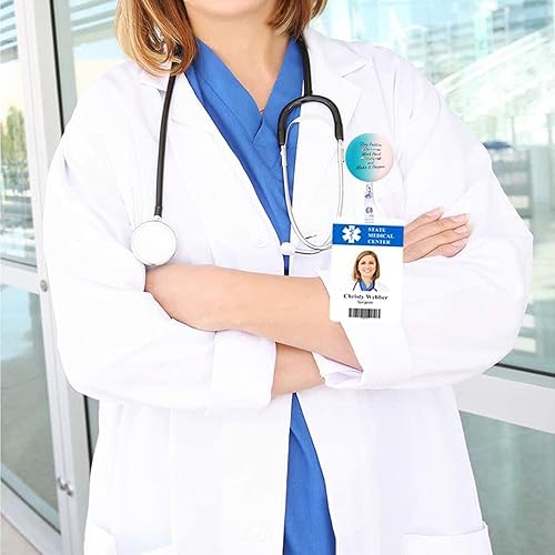 Miniatura 5 de Carrete retráctil para credencial de enfermera, lindo carretes decorativos con clip en portatarjetas de identificación, mantente positivo trabaja