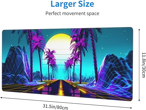 Miniatura 10 de Alfombrilla de mouse retro Vaporwave para videojuegos, alfombrilla de escritorio fresca Synthwave Neon grande XL larga extendida alfombrilla de