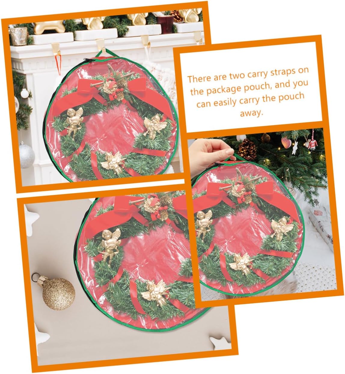PRETYZOOM 4pcs Wreath Storage Bag Window Capacity Christmas Garland Organizer for Holiday Decoration and Party Supplies Storage