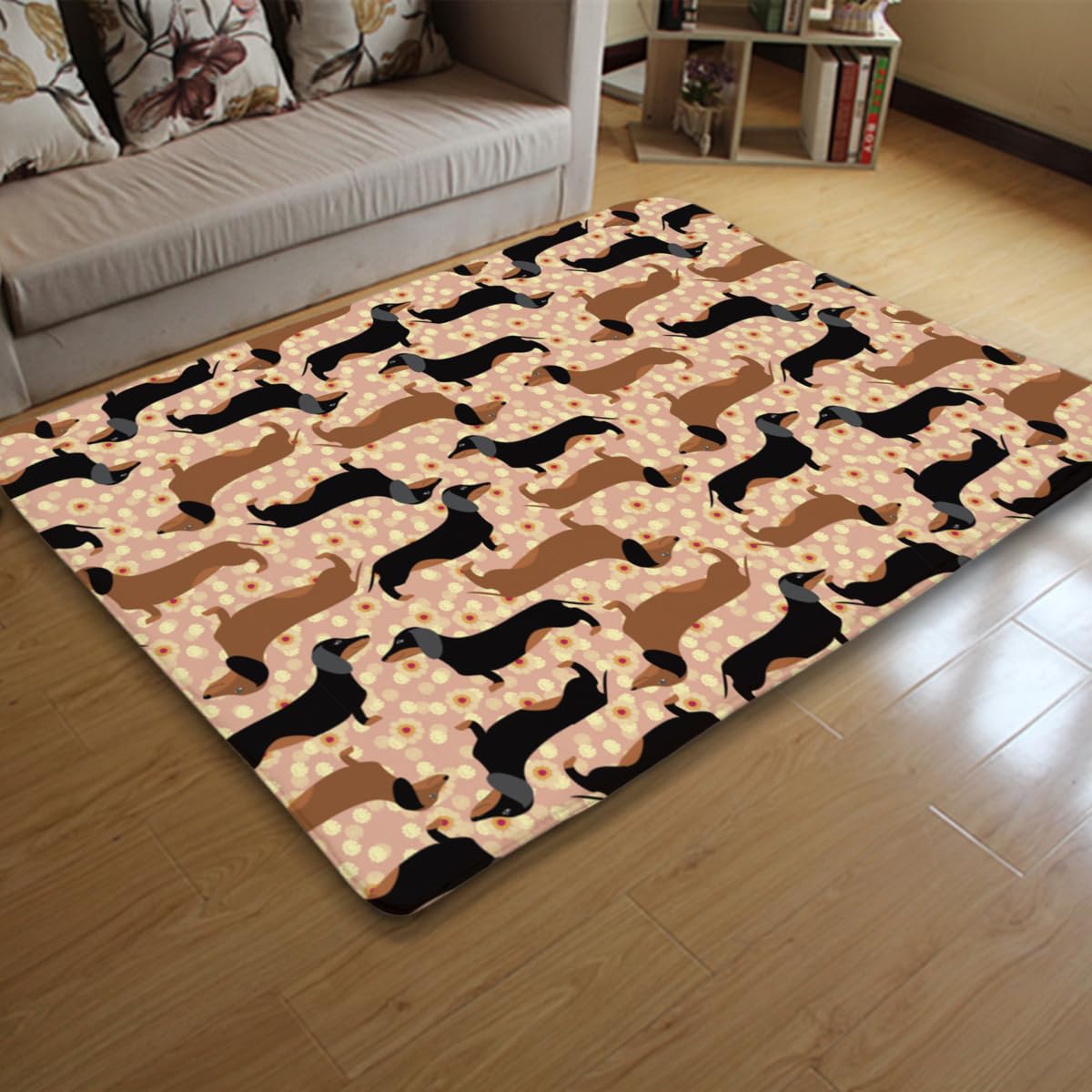 Amazon｜カーペット ダックスフンド 犬柄 ラグマット 100×150cm 絨毯