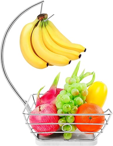 Livabber Cesta de frutas para encimera con colgador de plátano, moderno recipiente de almacenamiento de frutas y verduras, con soporte para árbol de Livabber Cesta de frutas para encimera con colgador de plátano, moderno recipiente de almacenamiento de frutas y verduras, con soporte para árbol de