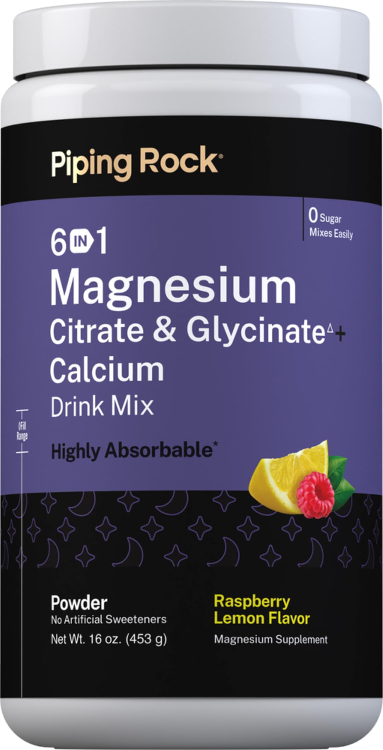 Piping Rock Magnesium Citrate & Glycinate + Calcium | 16 oz Powder