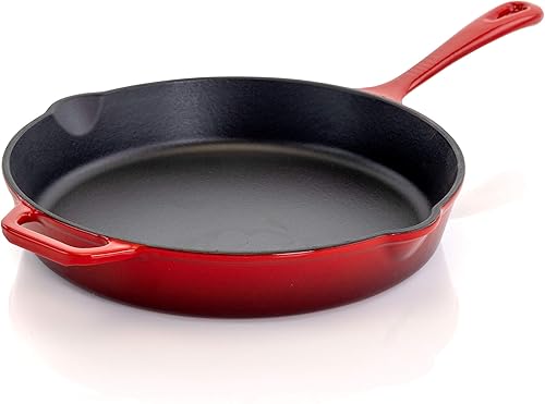 Megachef Sartén de hierro fundido esmaltado, 10.25 pulgadas, rojo disponible en Yaxa El Salvador