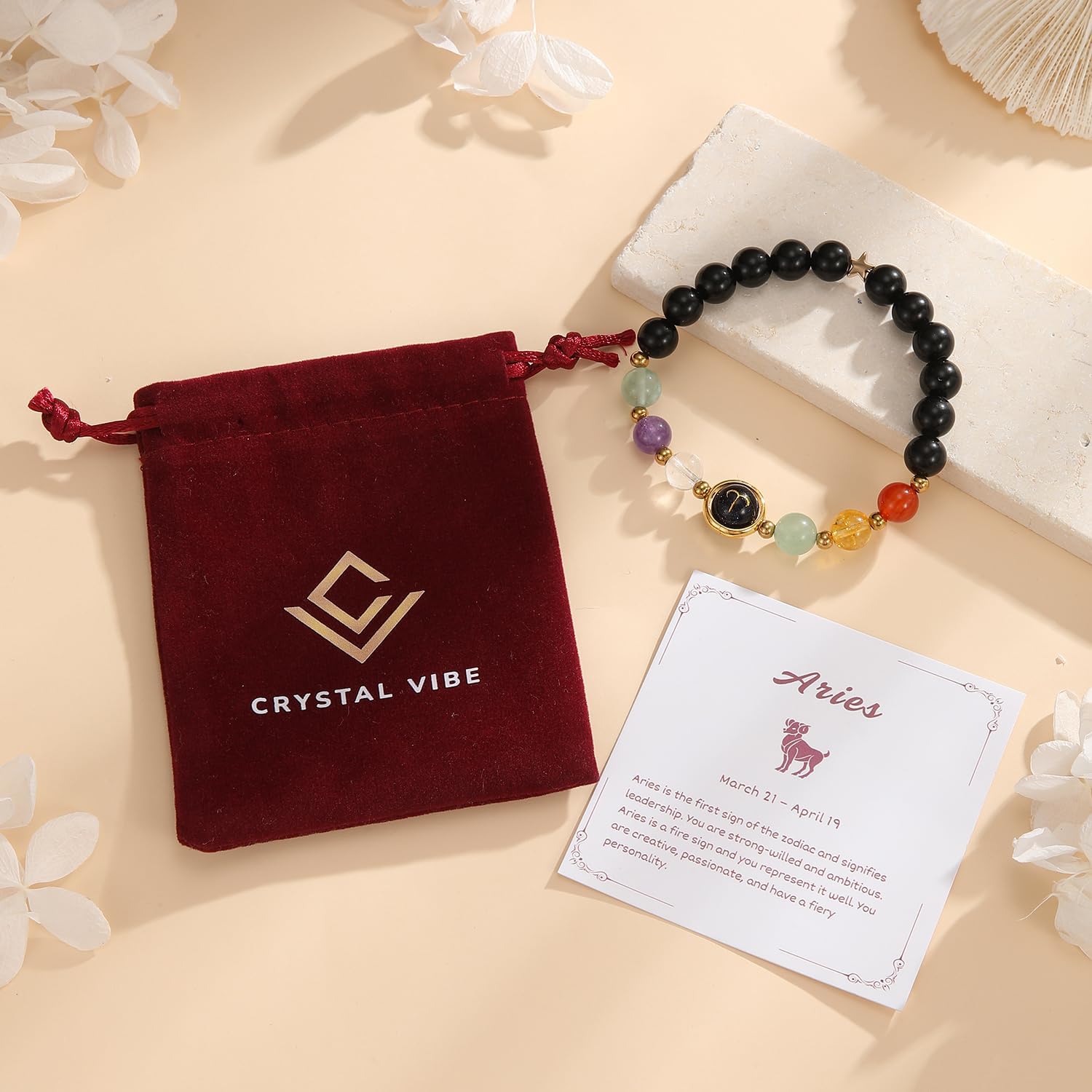 Crystal Vibe Aries Zodiac Bracelet Healing Crystal Constellation Bracelet with Citrine Amethyst Red Agate Birthday Horoscope Gift - Image 6