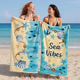 Kit 2 Toalhas Gigantes 75x150cm Banho Praia Piscina Verão – Concha Praia Mar Paz