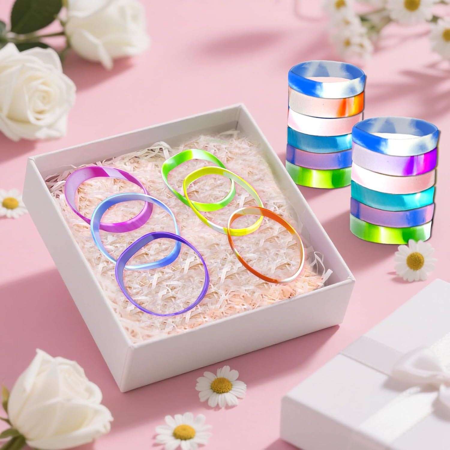 24 Pcs Gradient Color Silicone Bracelets Bulk Blank Color Rubber Wristbands for Men Women Teen Party Gifts - Image 7