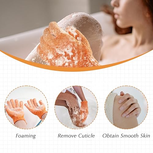 Miniatura 5 de Guantes exfoliantes para ducha, 20 unidades, guantes de ducha exfoliantes para hombres y mujeres, guantes 100% nailon para exfoliación corporal para
