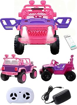 12V Kids Electric Ride On UTV, 2 Child Kids Electric Car, Remote Control, LED Lights, Horn, MP3 Music, 2 Motors, 4 Wheel Suspension, USB, EVA Wheels, Bluetooth, Leather Seat