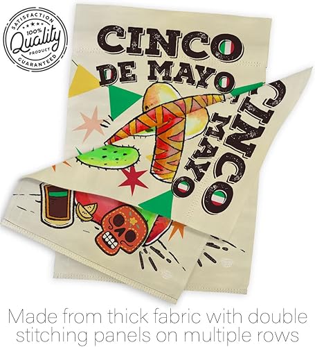 Miniatura 7 de Bandera de El Cinco de Mayo para casa, fiesta mexicana de verano, cactus piñata, exterior verano, soleado, pancarta decorativa pequeña para jardín,