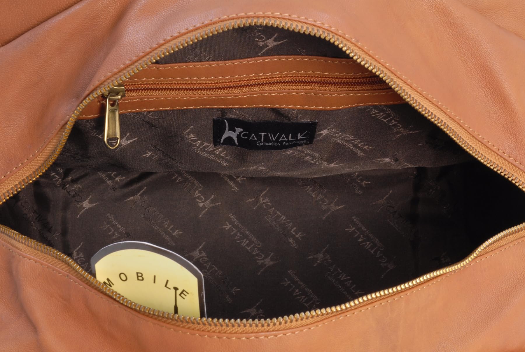 Catwalk Collection Handbags - Bolso de Hombro de Piel de Mujer - Tote Bag Grande con Cremallera - Bolso Diario - Multibolsillos - Caz