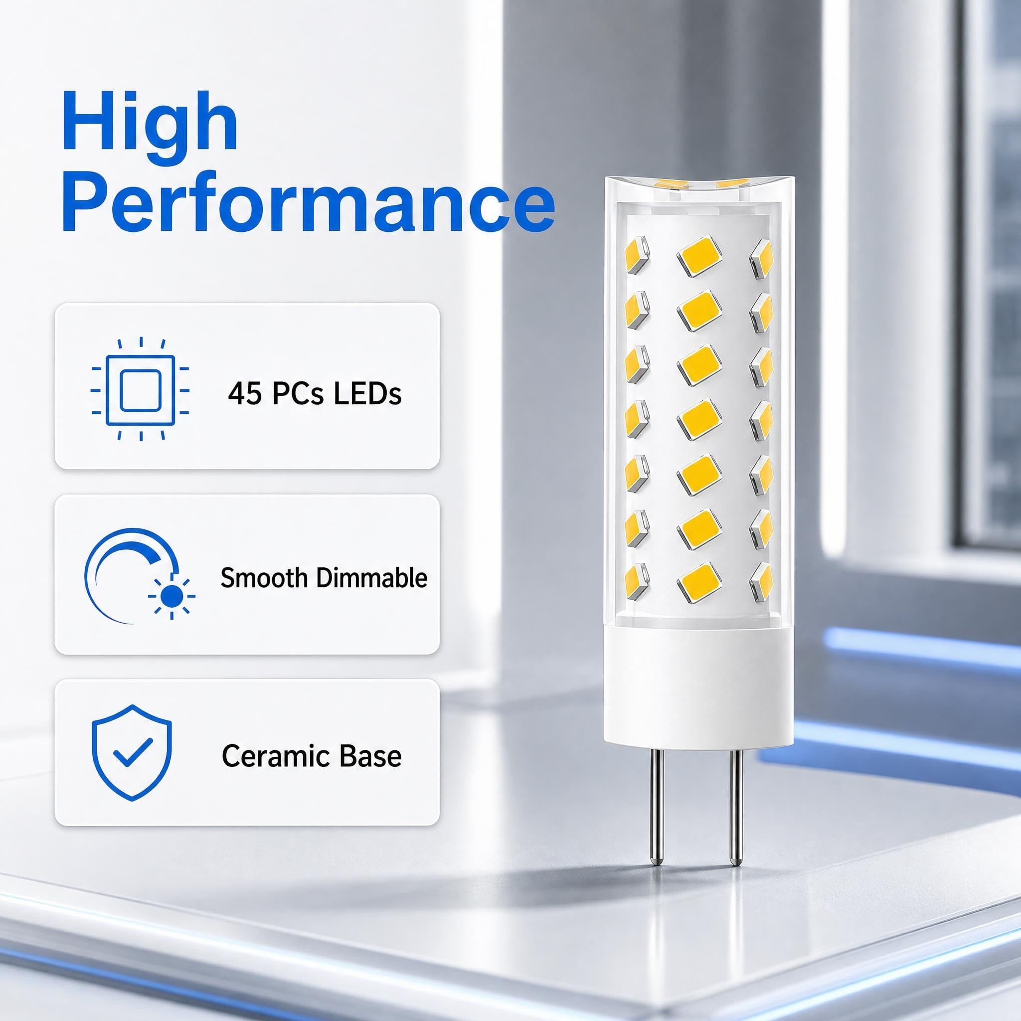 GY6.35 LED Dimmerabile 8W Ceramica 600LM,10 pz 220V Bianco Freddo