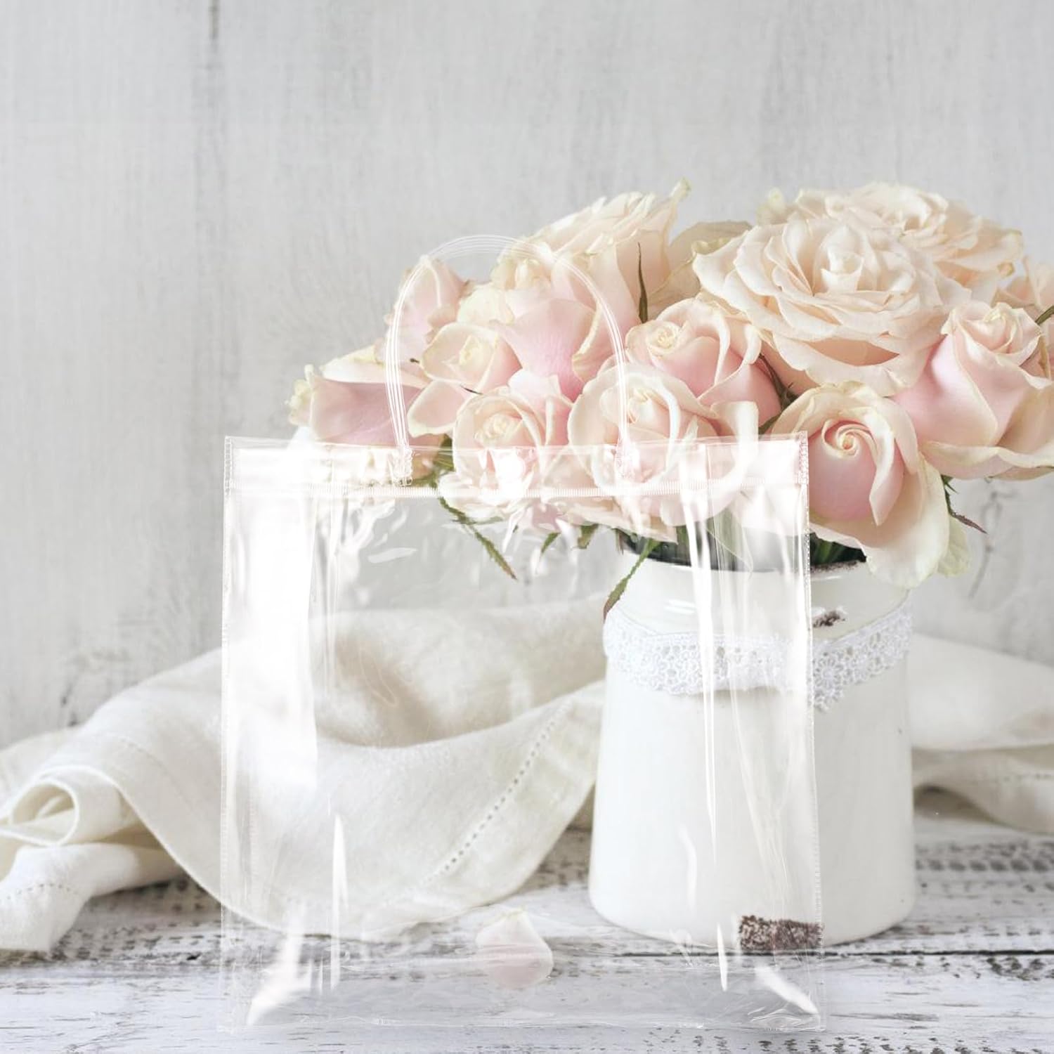 GALPADA 10pcs Flower Handheld PVC Gift Bags with Button Xmas image 4