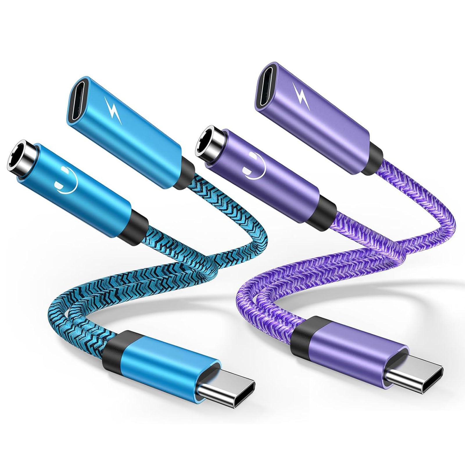 2in1 タイプC イヤホン変換 アダプタ PD 60W急速充電 Type-C to 3.5mm イヤホンジャック 変換充電 充電しながら 通話 音量調節 ポータブルiPad Pro 2021/ipad air 4 Mini 6/Xperia 5/Galaxy S22/Huawei P50 P40等 Type cソケット対応 2本セット