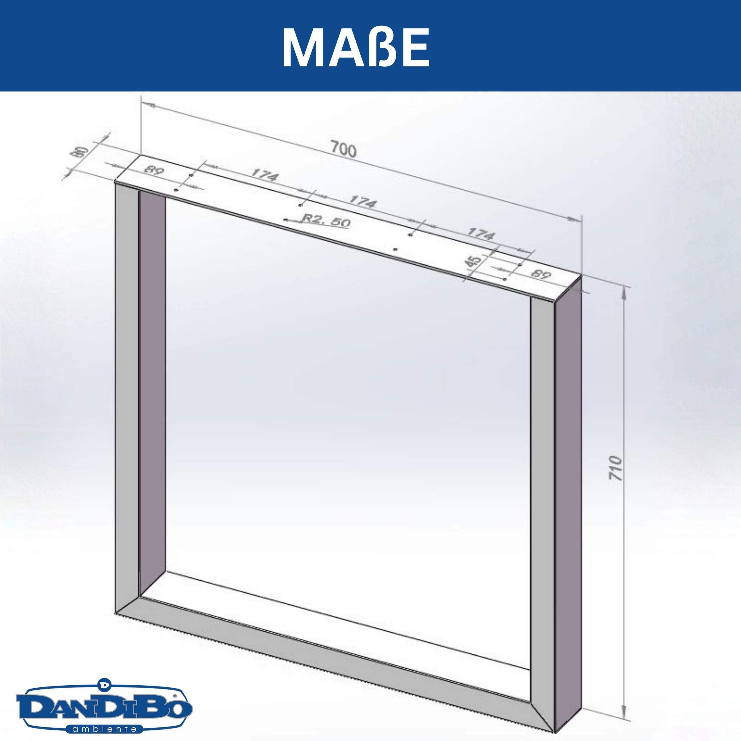 DanDiBo 2 x nogi stołu, metalowe, czarne, 72 x 70 cm, stelaż stołu z regulacją wysokości 96661, nogi do mebli, płozy do stołu jadalnego (72 x 70 cm)