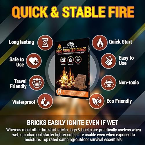Miniatura 3 de Cubitos de iniciación de fuego, cuadrados de carbón para encender chimenea, estufa de leña, parrilla, fogata, hoguera para ahumar barbacoa,