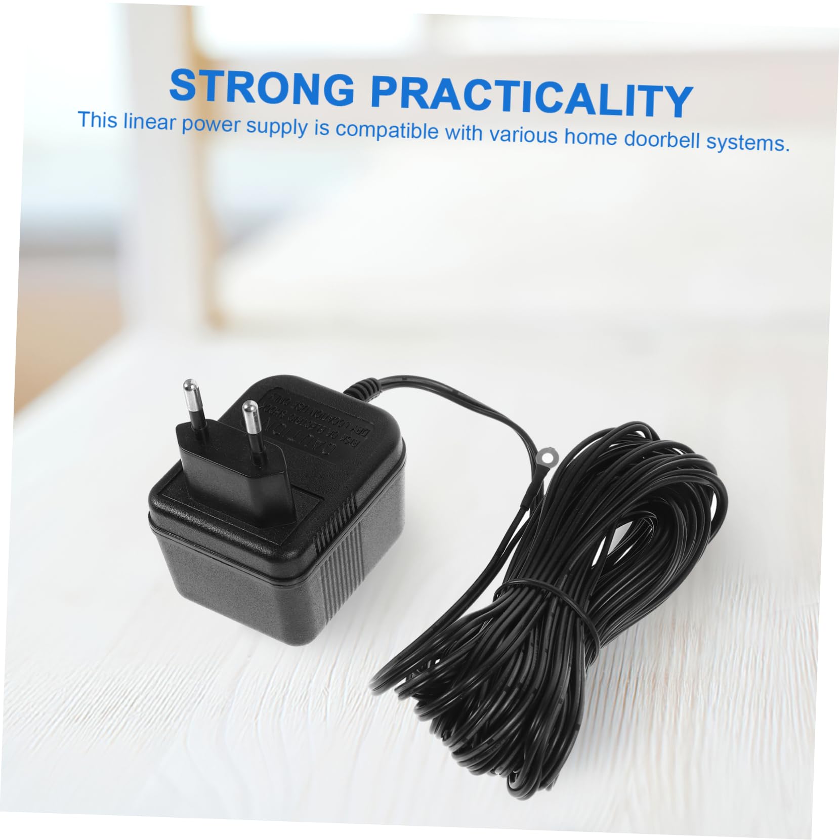 Transformateur Sonnette Adaptateur Secteur et Usage Domestique Câble Long 24v500mah, Alimentation Stable en Plastique Noir Design Élégant