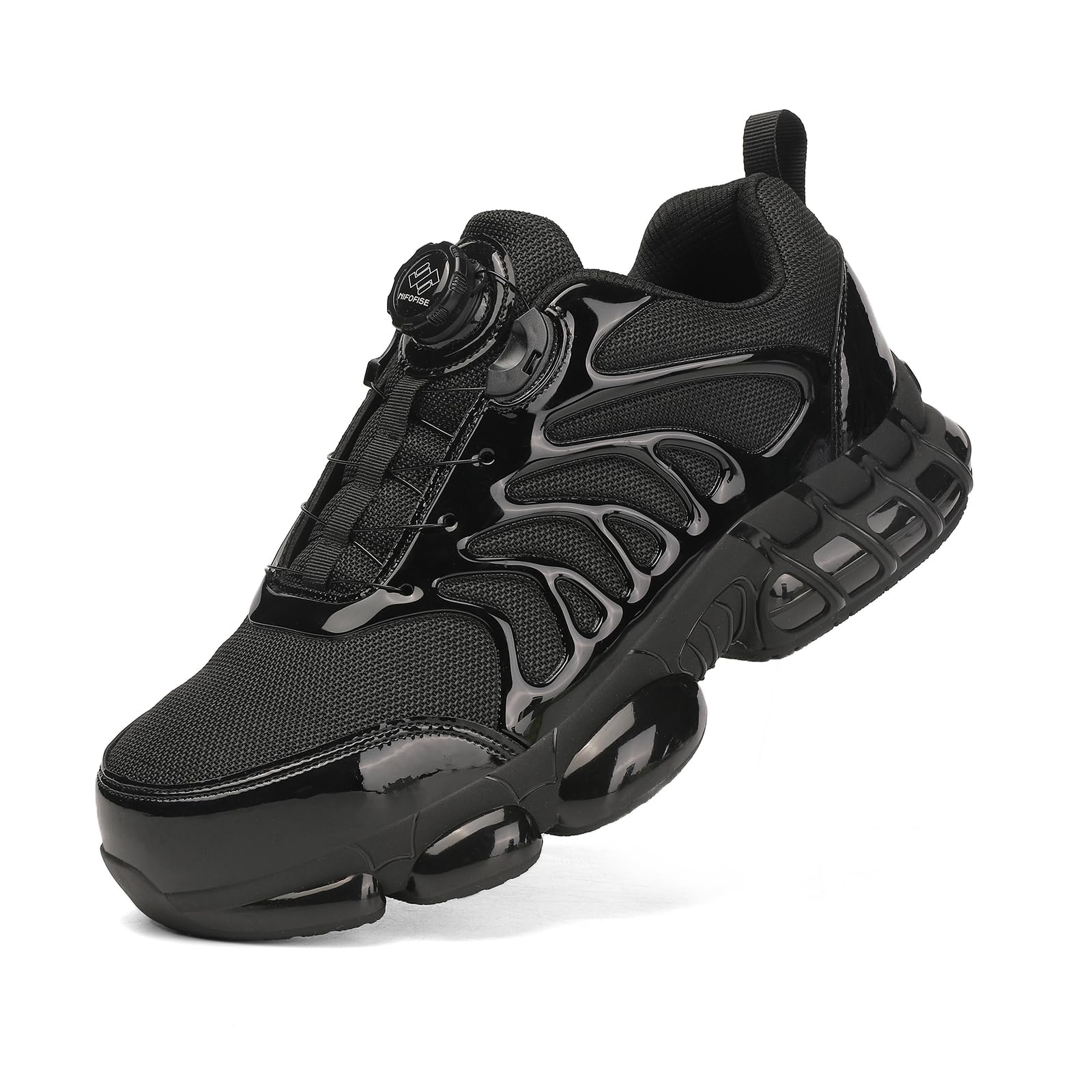 NIFOFISE Scarpe da ginnastica con punta in acciaio da uomo e donna, scarpe da ginnastica di sicurezza, comode, traspiranti, da lavoro, leggere, antiscivolo, scarpe da ginnastica con fibbia girevole