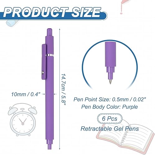 Miniatura 2 de PATIKIL 6 bolígrafos de gel retráctiles, tinta negra de 0.020 in, punta fina, escritura suave, lindo bolígrafo estético, de secado rápido, para