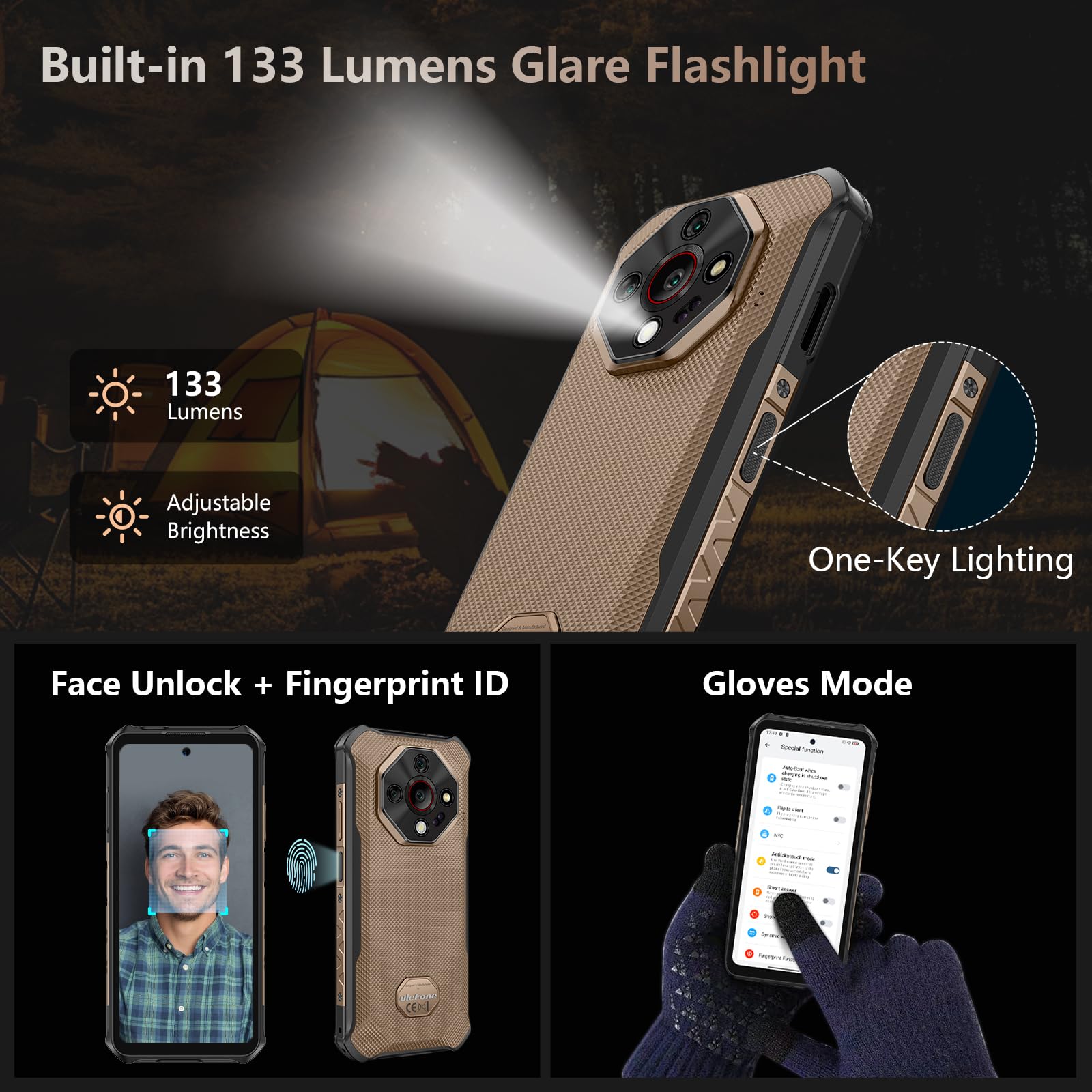 Ulefone Armor X16 Pro 5G AI Rugged Smartphone Android 16, Telefono Indistruttibile 10360mAh/33W, 64MP+25MP Visione Notturna Telefono Rugged 16GB+256GB/2TB, 6.56" FHD+120Hz, Dimensity 6300/IP68/NFC/OTG