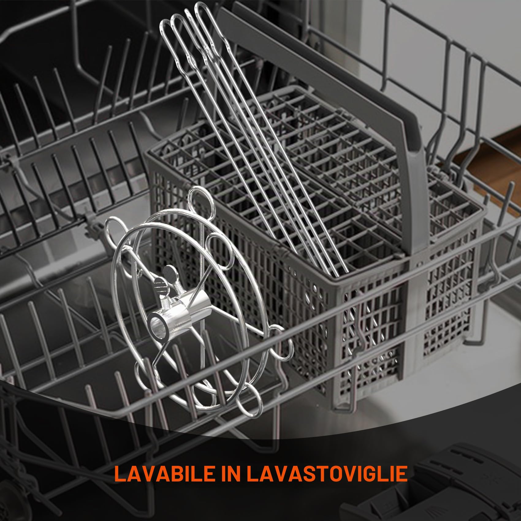 onlyfire BRK-6111 Sistema Universale di Spiedini Rotanti per Qualsiasi Griglia Girarrosto