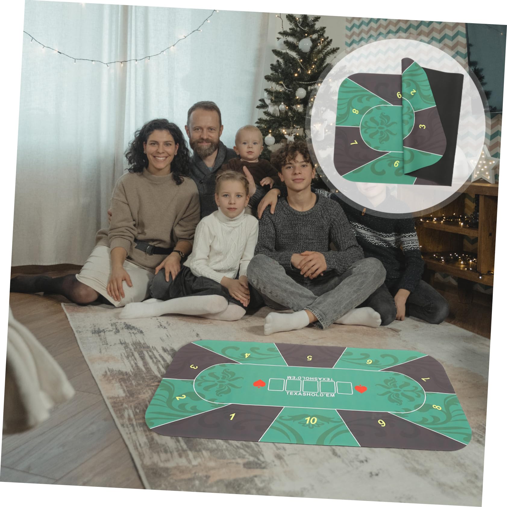 ERINGOGO Tapete de Mesa para Juegos de Mesa y Póquer Antideslizante de Goma para 10 Personas, Resistente y Portátil, Adecuado para Entretenimiento Familiar y Torneos de Cartas