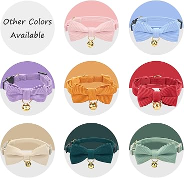 Pink Cat Collar With Removable Bowtie,Features Quick Release Safety Buckle,Metal D Ring and Gold Bell,Pack of 1,Pink