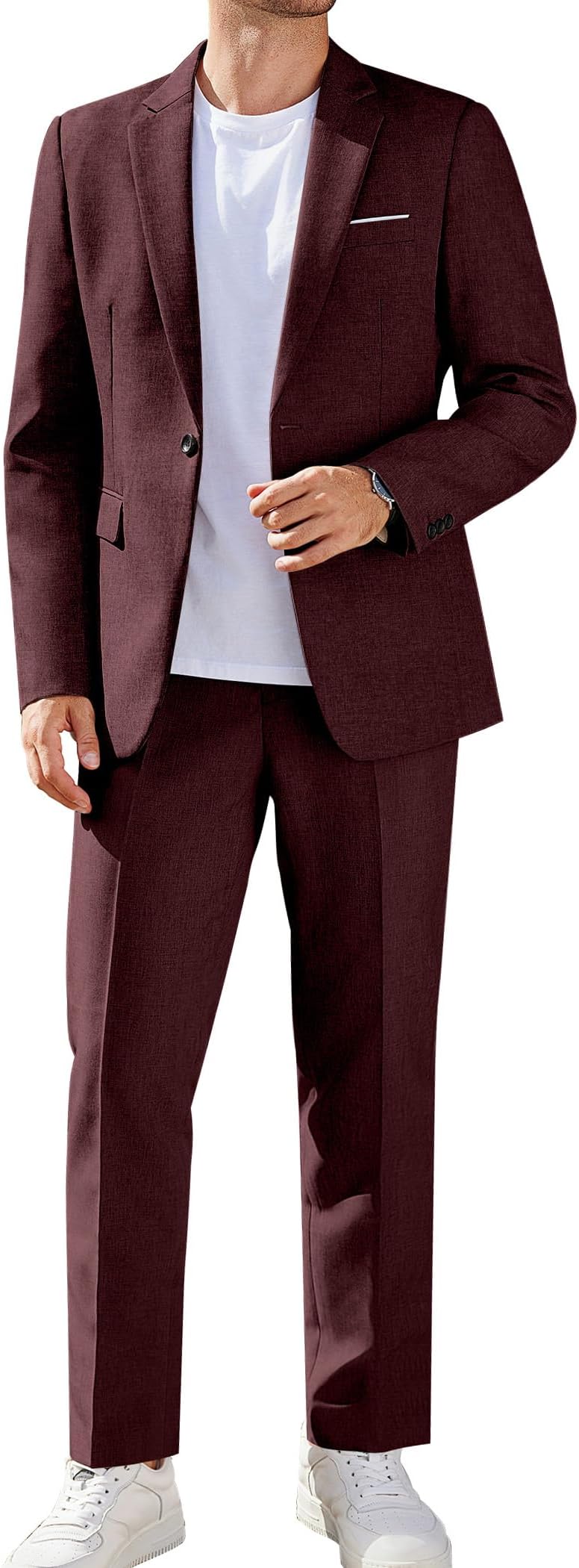 COOFANDYMen Suits Classic Fit 2 Piece Suit Set One Button Casual Blazer Wedding Bussiness Suit Separates