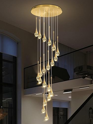 Miniatura 16 de Candelabro Moderno de 138'', 20 Luces, Lámpara Colgante Moderna Negra, Candelabro Grande para Escalera, Vestíbulo, Sala de Estar, Dormitorio