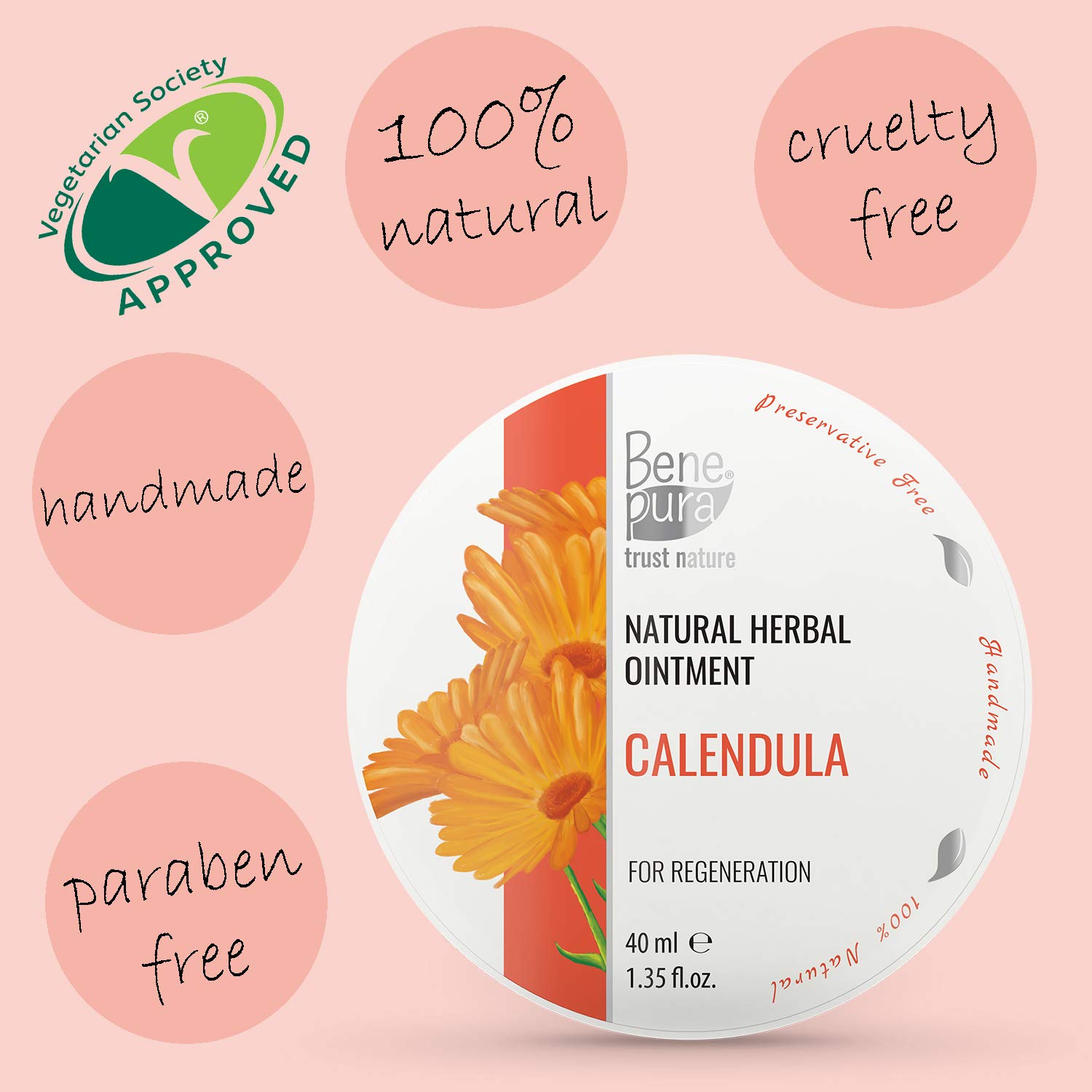 BenePura Calendula Ointment for Burns, Scars and Wounds Regenerates