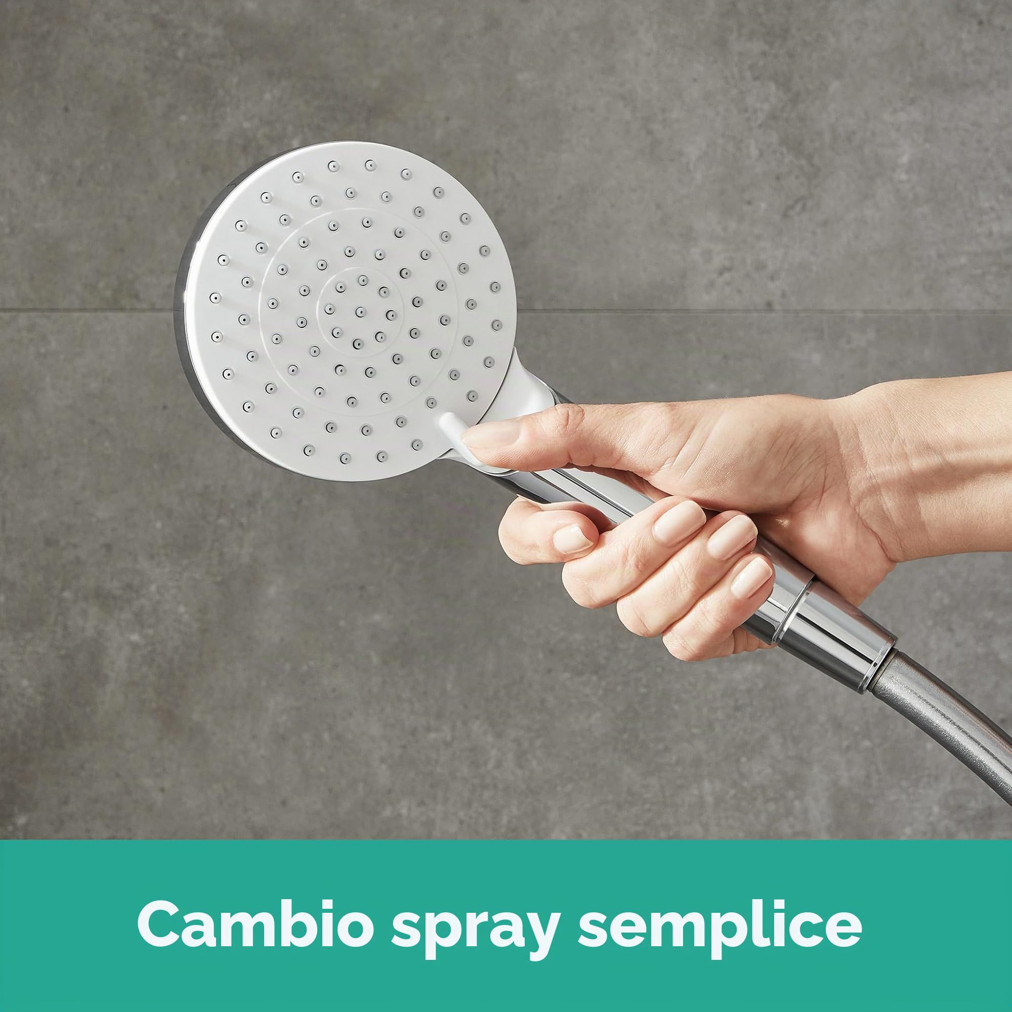 hansgrohe Crometta E - Colonna doccia a risparmio idrico (EcoSmart) con miscelatore termostatico, sistema doccia (240 x 240 mm) con rubinetto, doccetta, tubo, asta e soffione doccia, cromo, 27281000