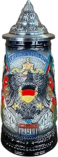 German Beer Stein Mug Eagle Emblem Oktoberfest Steins With Lid Easter Gifts For Men, Dad, Best Friend, Beer Enthusiast, Authentic Hand Engraved Collectible Souvenirs 0.3 Liter