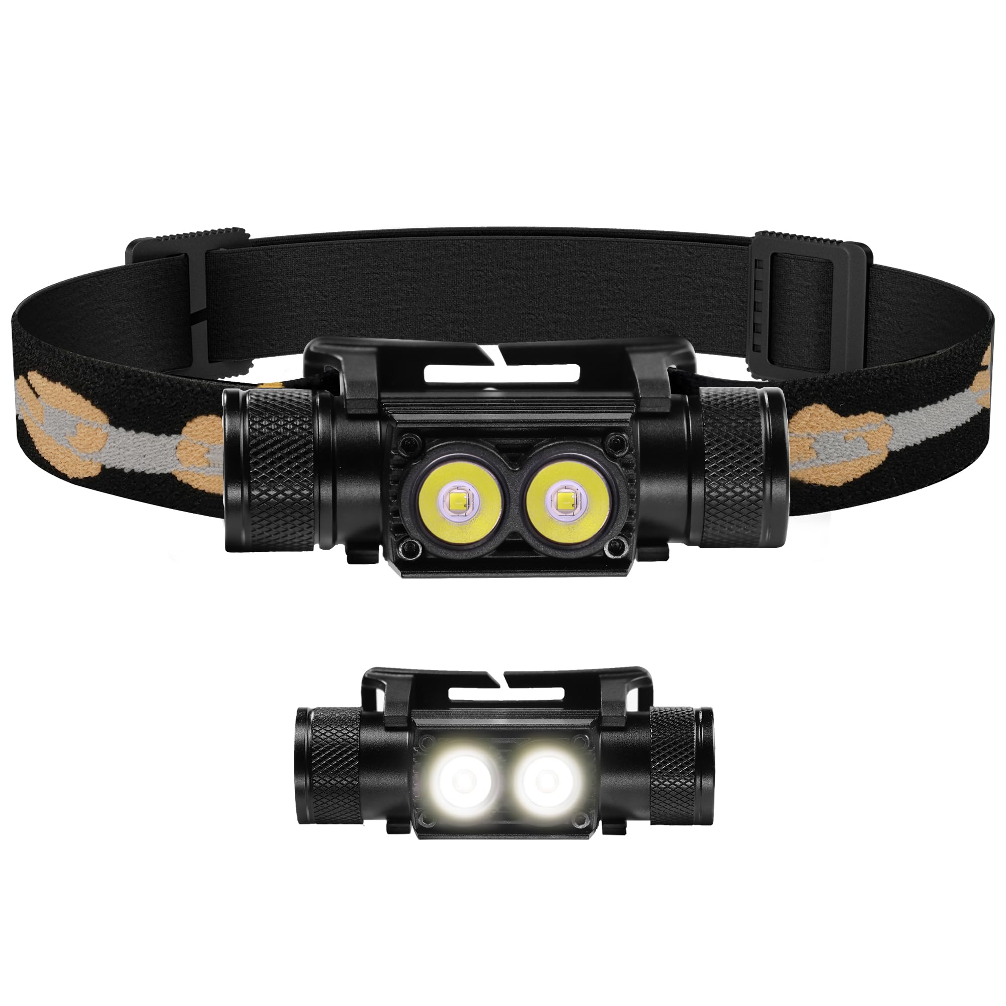 Sofirn D25LR LED-Stirnlampe, wiederaufladbar, leistungsstark, leicht, mit 90 hohem CRI, hellweißem Licht und 660 nm tiefrotem Licht, USB-Aufladung für Camping, Wandern, Jagd
