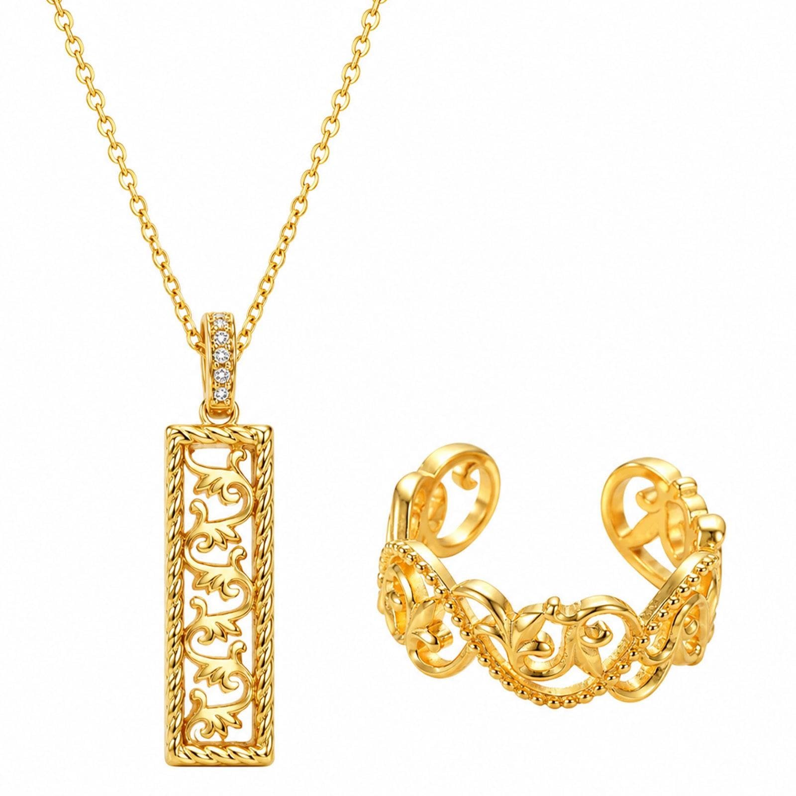 Set Gioielli In Argento A Volute, Con Collana E Anello
