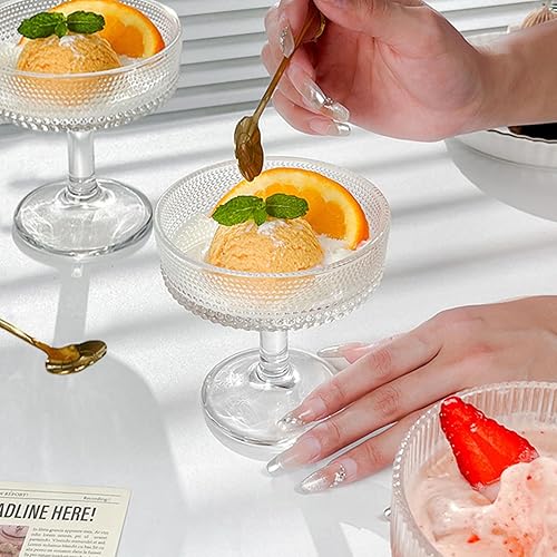 Miniatura 5 de ZOOFOX Juego de 6 vasos Coupé, juego de vasos de cóctel vintage de 7 onzas, vasos de Martini de cristal con tallo, juego de vasos de bar en relieve