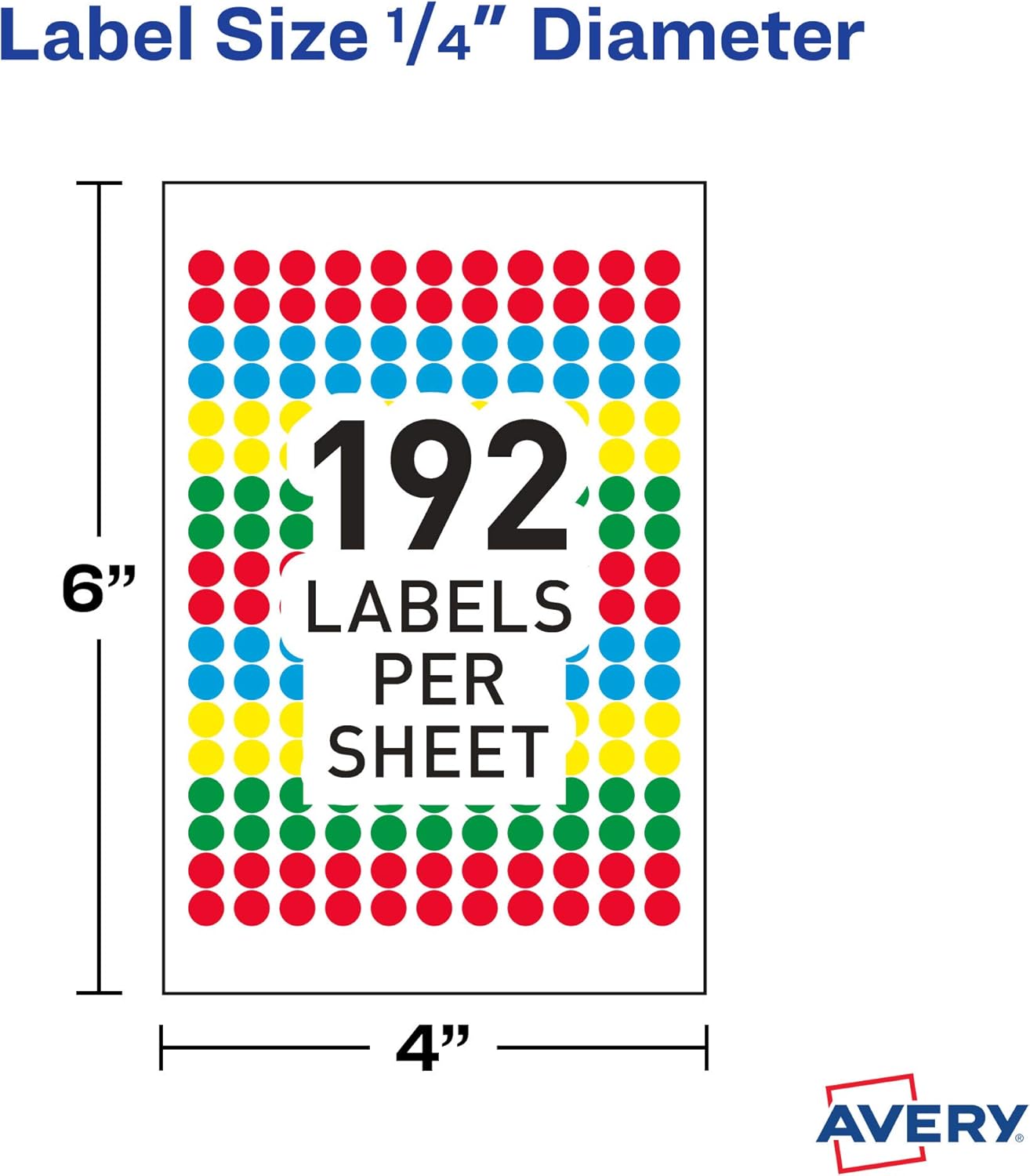 Avery Removable Round Color Coding Labels, 0.25" Diameter, Assorted Colors, 3 Pack, 2,304 Labels Total (5641) : Everything Else
