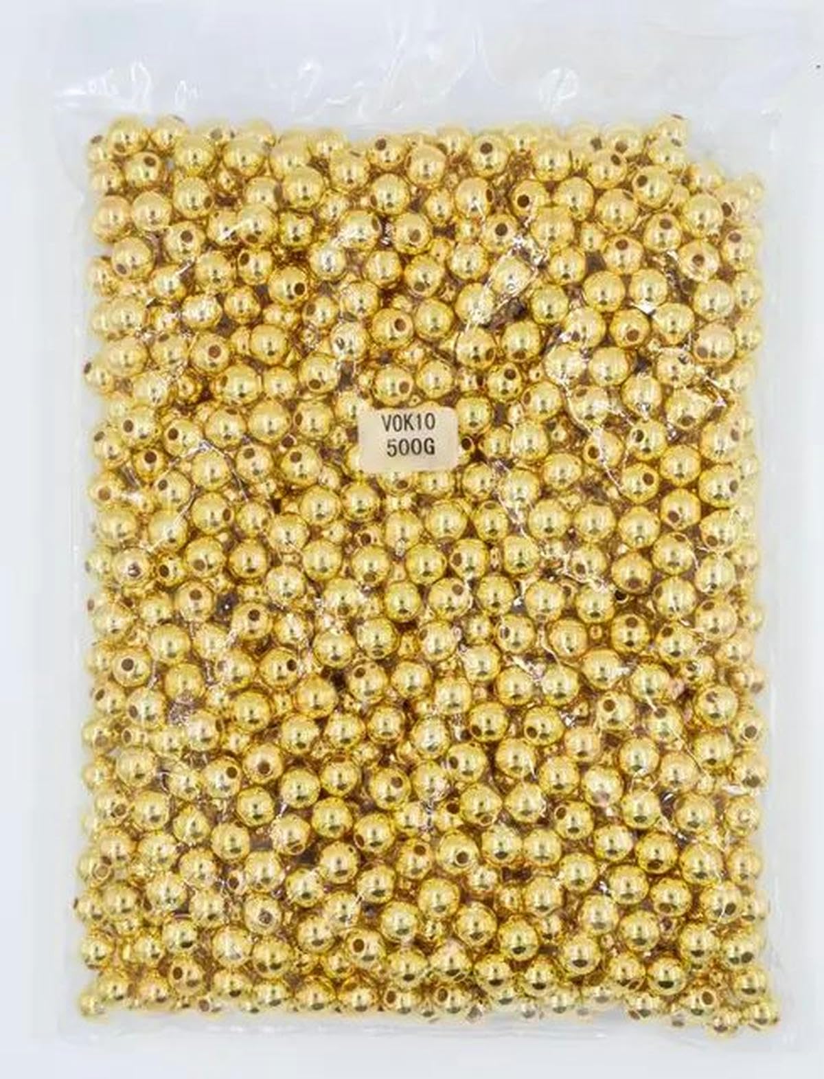 500 Gramm 3/4/6/8/10/12 mm, mehrfarbig, mit Loch, Acryl-Imitationsperlen, runde lose Perlen zur Schmuckherstellung, Zubehör-Gold-8 mm, 500 Gramm