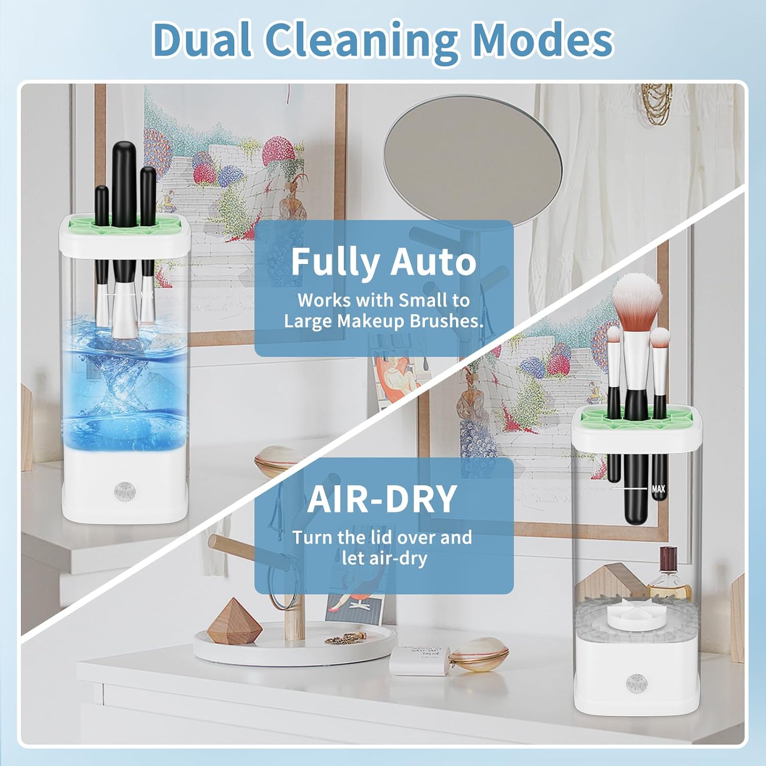 Electric Makeup Brush Cleaner - 9000 RPM Makeup Brush Cleaning Machine with Dry Function - IP65 Waterproof Automatic Makeup Brush Cleaner for Makeup Sponges and Brushes Cosmetic Brush Cleaner Plug-in - Image 8